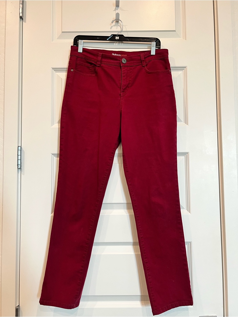 Style & Co. Women's Tummy Control Slim-Leg Jeans in Deep Scarlet